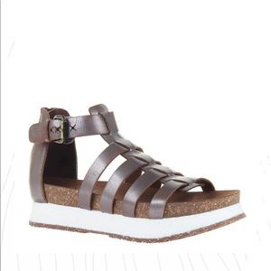 OTBT CARBON IN PEWTER WEDGE SANDALS- New!